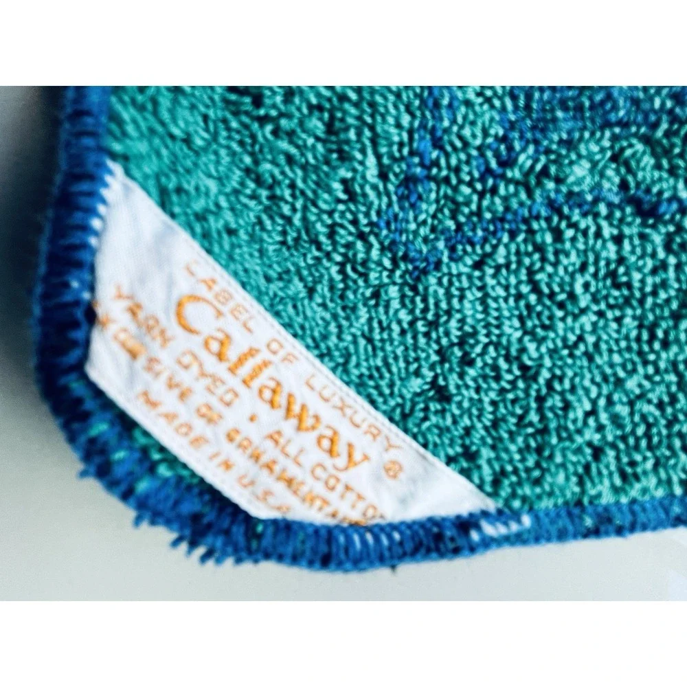 VTG Wash Cloth Callaway Blue Green Bathroom Sculpted Face Towel MCM